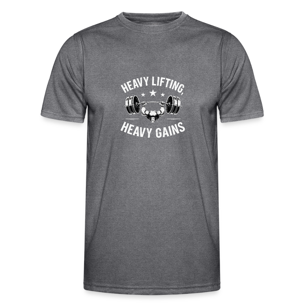 Männer Funktions-T-Shirt - Heavy Lifting Heavy Gains - dunkle Melange