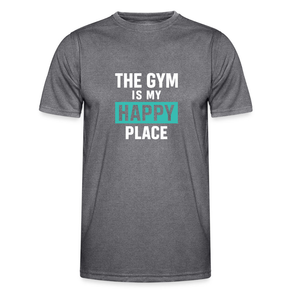 Männer Funktions-T-Shirt - The Gym Is My Happy Place - dunkle Melange
