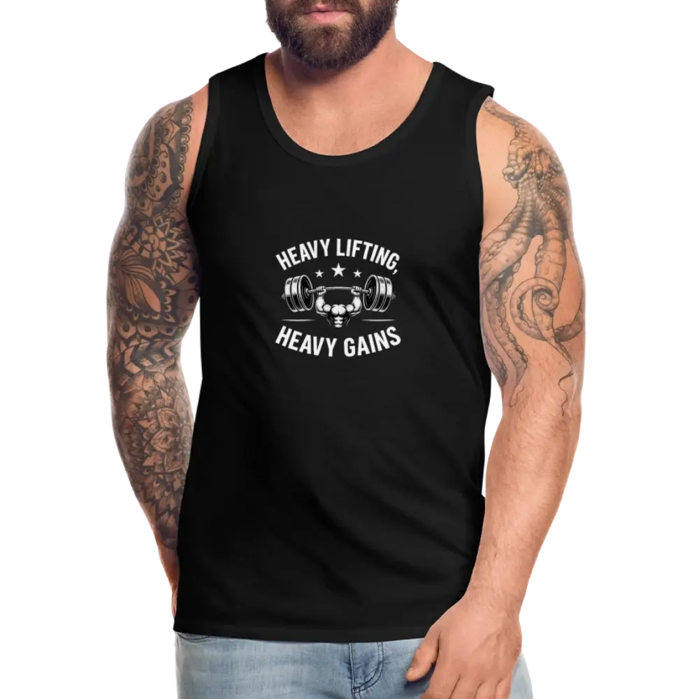 Männer Premium Tank Top - Heavy Lifting Heavy Gains - Schwarz