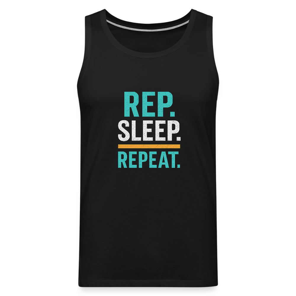 Männer Premium Tank Top - Rep Sleep Repeat - Schwarz