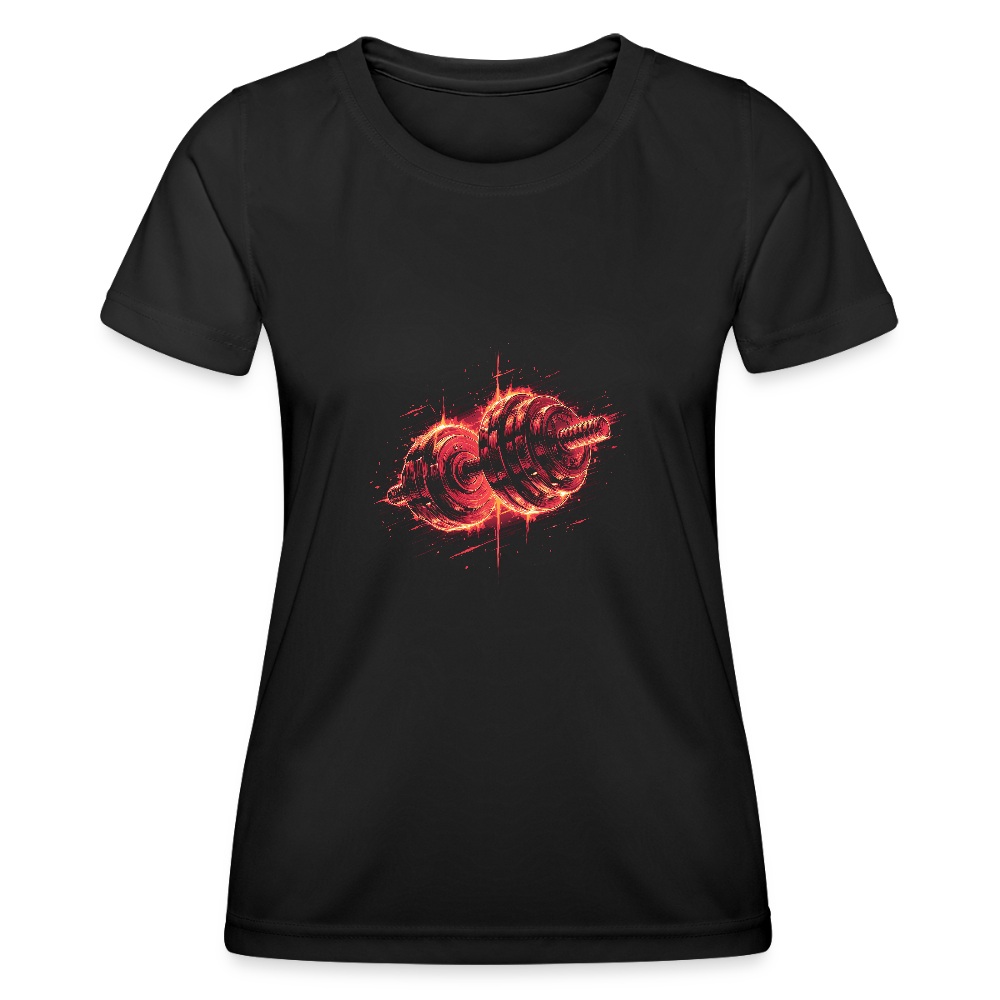 Frauen Premium Funktions-T-Shirt - Hanteln-02 - Schwarz