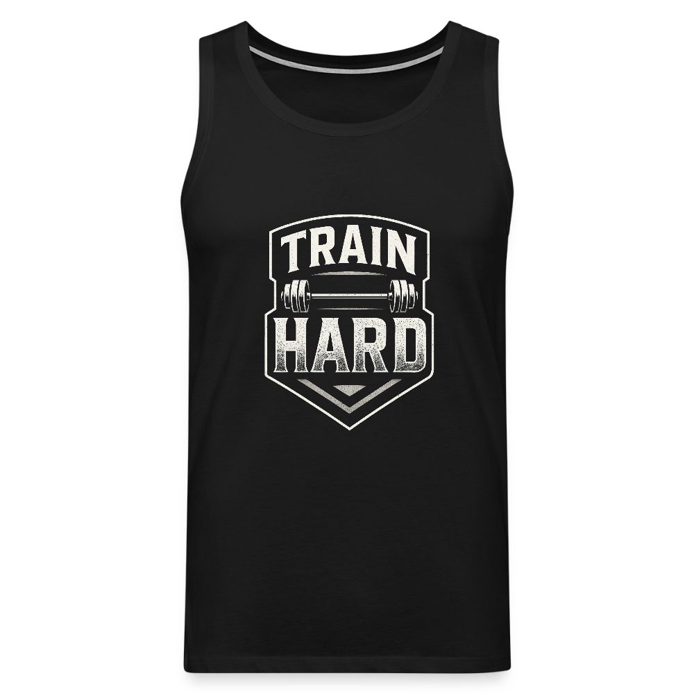 Männer Premium Tank Top - Train Hard - Schwarz