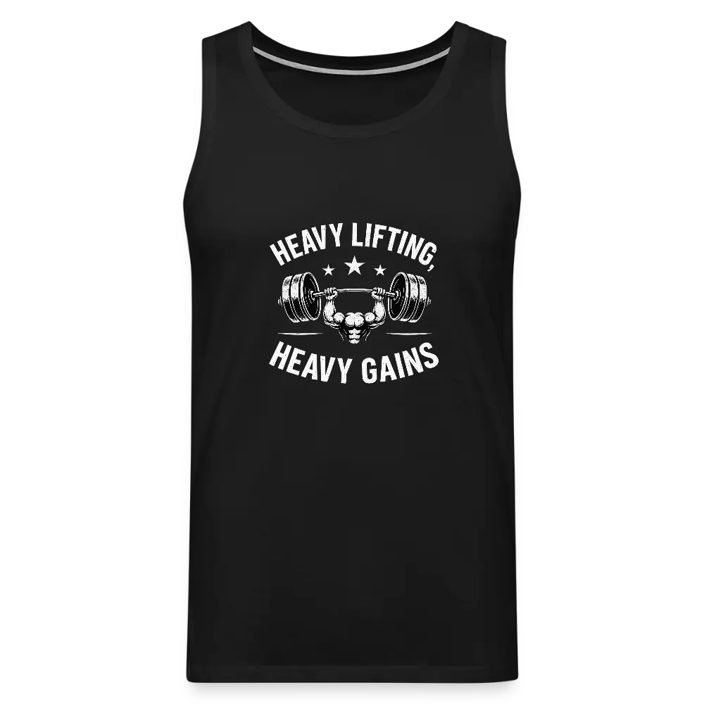 Männer Premium Tank Top - Heavy Lifting Heavy Gains - Schwarz