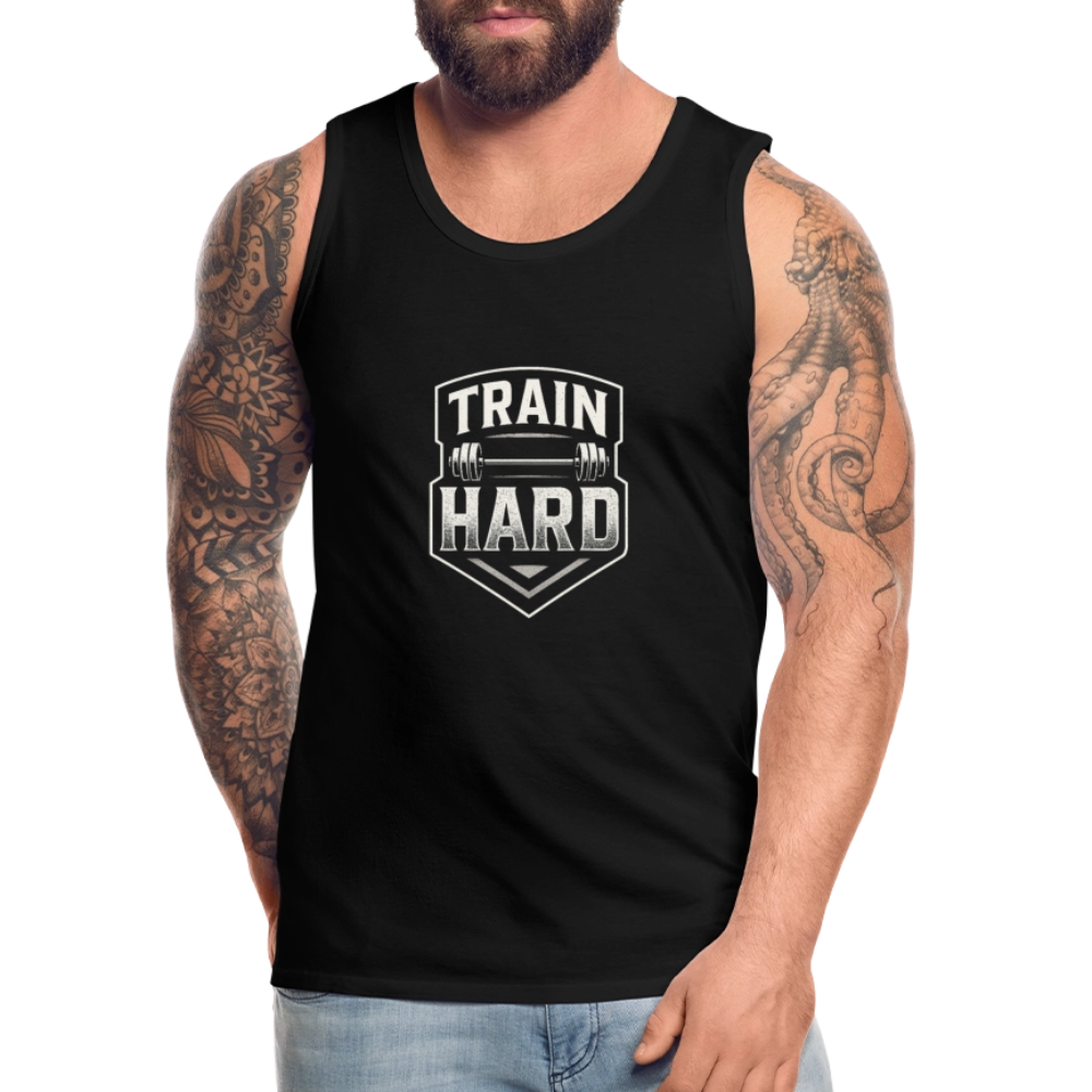 Männer Premium Tank Top - Train Hard - Schwarz
