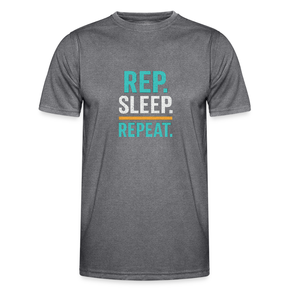 Männer Funktions-T-Shirt - Rep Sleep Repeat - dunkle Melange 